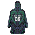 Custom Aotearoa Ngati Pikiao Wearable Blanket Hoodie Maori Tribal Pattern