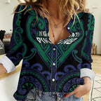Custom Aotearoa Ngati Pikiao Women Casual Shirt Maori Tribal Pattern