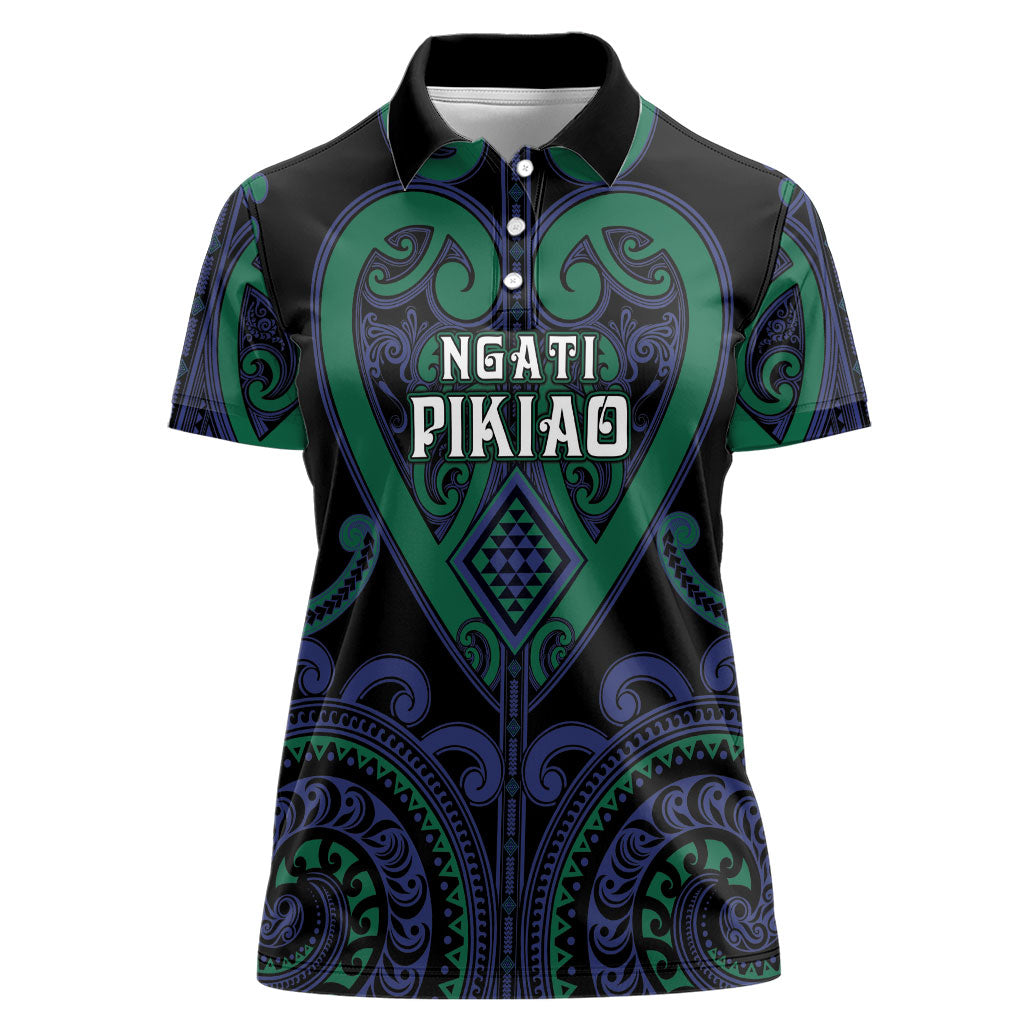 Custom Aotearoa Ngati Pikiao Women Polo Shirt Maori Tribal Pattern
