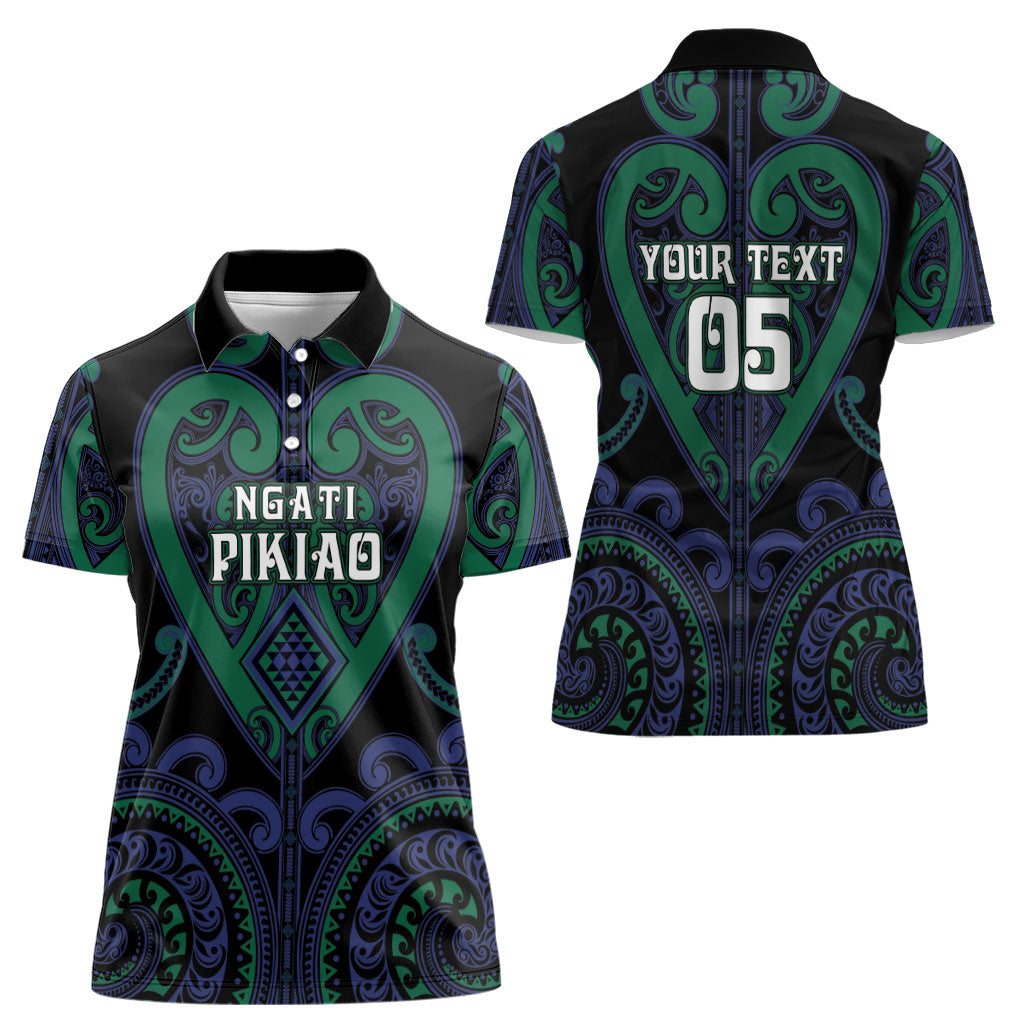 Custom Aotearoa Ngati Pikiao Women Polo Shirt Maori Tribal Pattern