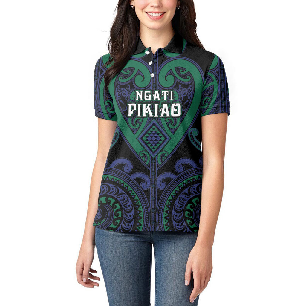 Custom Aotearoa Ngati Pikiao Women Polo Shirt Maori Tribal Pattern