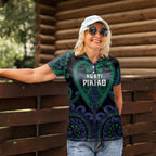 Custom Aotearoa Ngati Pikiao Women Polo Shirt Maori Tribal Pattern