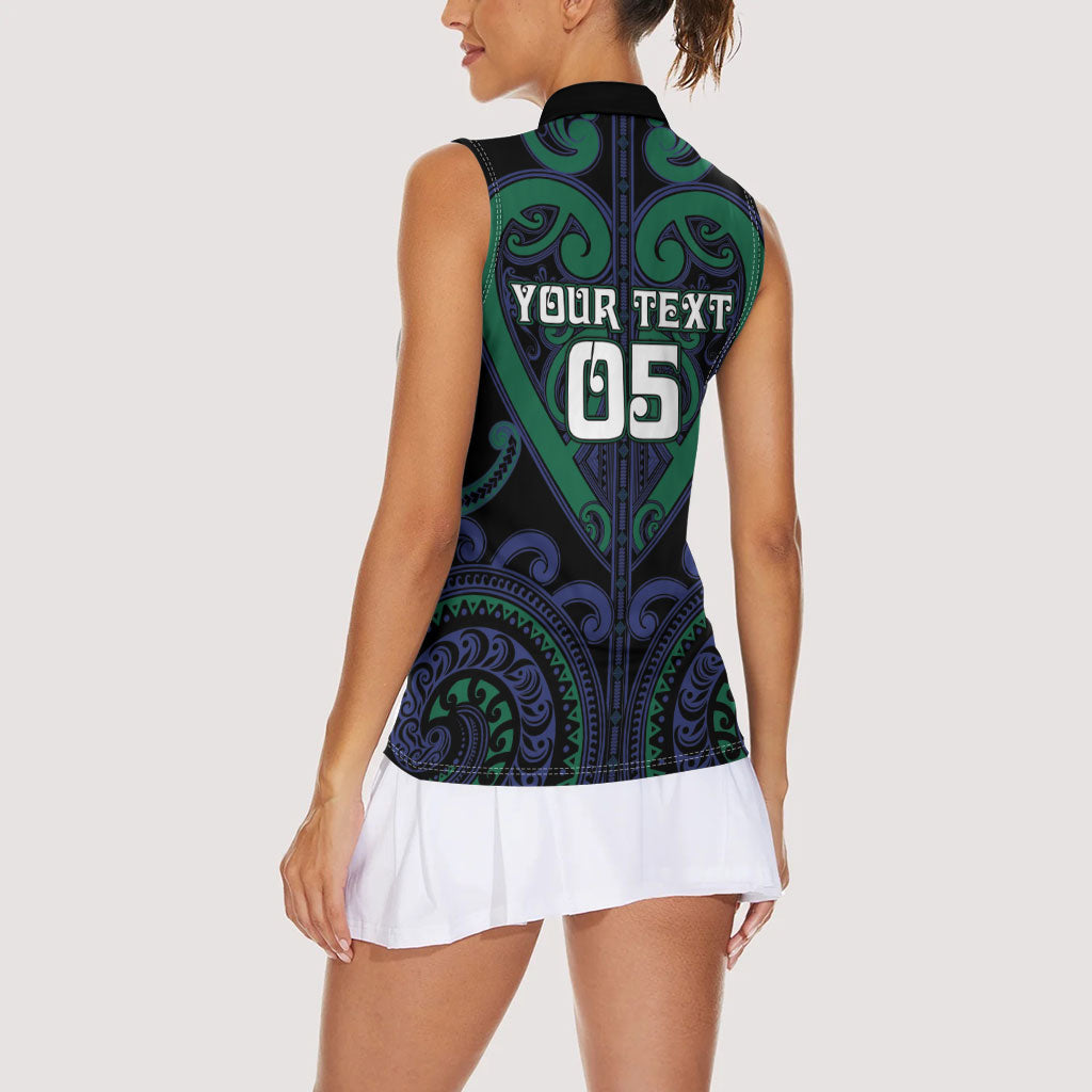 Custom Aotearoa Ngati Pikiao Women Sleeveless Polo Shirt Maori Tribal Pattern