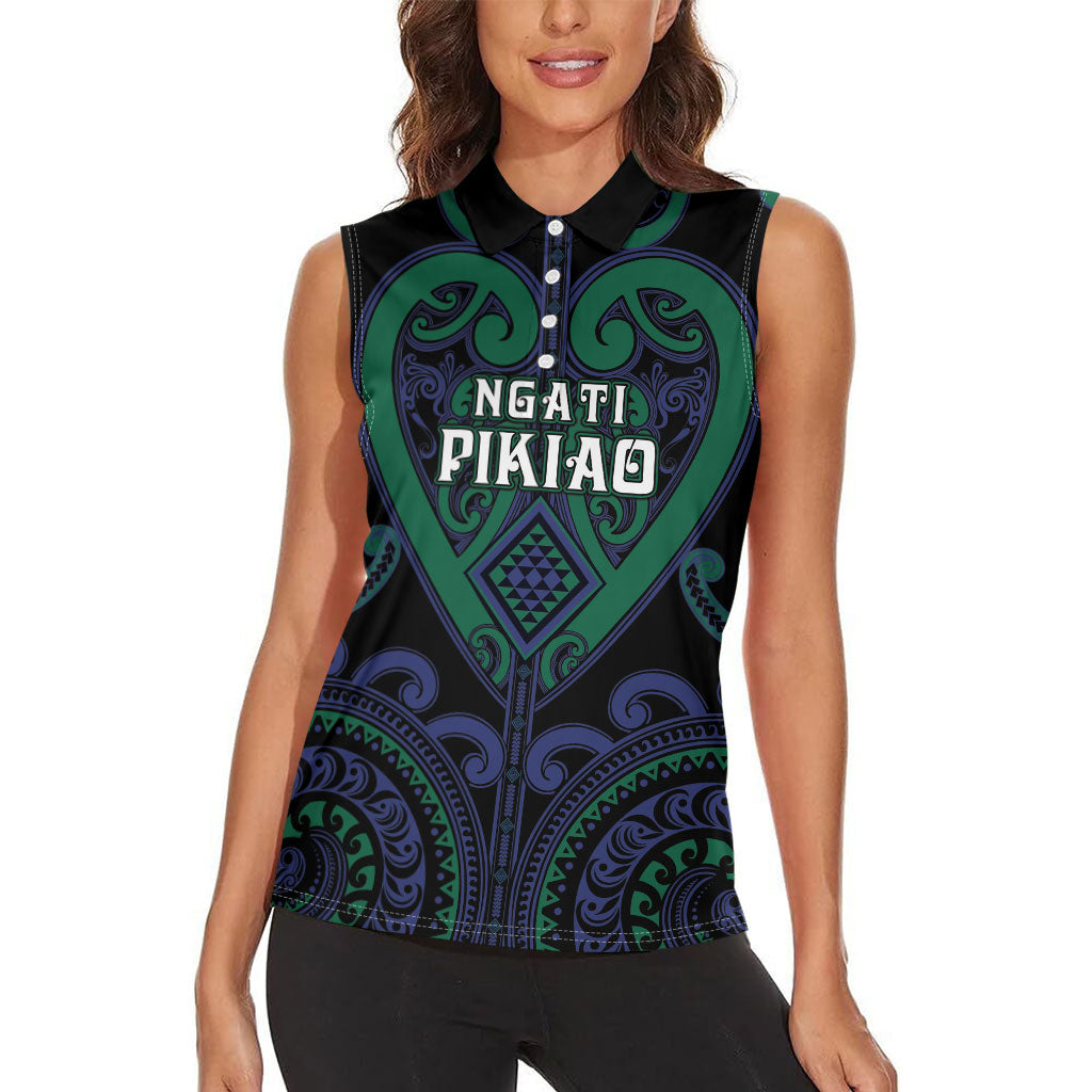 Custom Aotearoa Ngati Pikiao Women Sleeveless Polo Shirt Maori Tribal Pattern