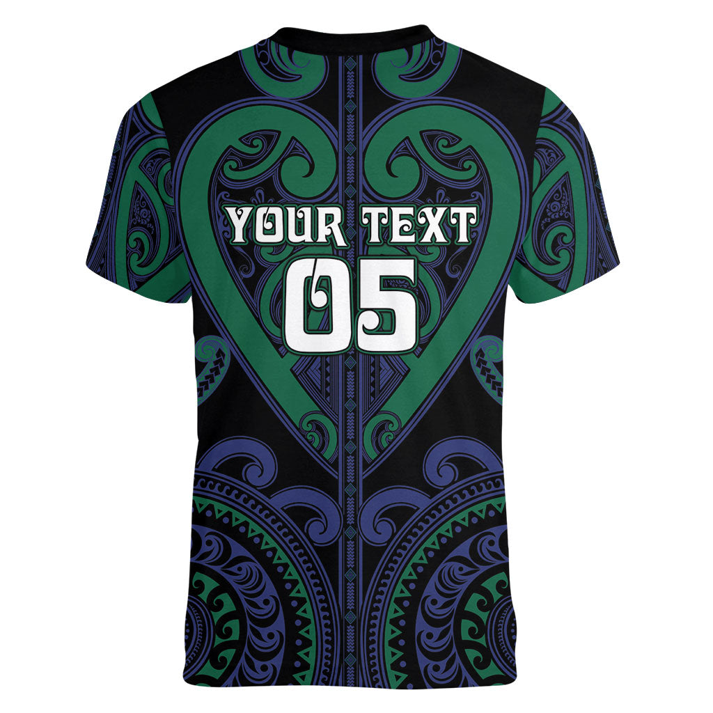 Custom Aotearoa Ngati Pikiao Women V-Neck T-Shirt Maori Tribal Pattern