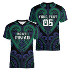 Custom Aotearoa Ngati Pikiao Women V-Neck T-Shirt Maori Tribal Pattern