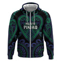 Custom Aotearoa Ngati Pikiao Zip Hoodie Maori Tribal Pattern