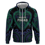 Custom Aotearoa Ngati Pikiao Zip Hoodie Maori Tribal Pattern