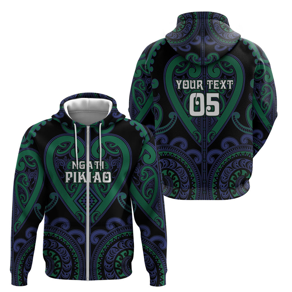 Custom Aotearoa Ngati Pikiao Zip Hoodie Maori Tribal Pattern