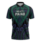 Custom Aotearoa Ngati Pikiao Zipper Polo Shirt Maori Tribal Pattern