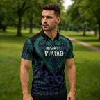 Custom Aotearoa Ngati Pikiao Zipper Polo Shirt Maori Tribal Pattern