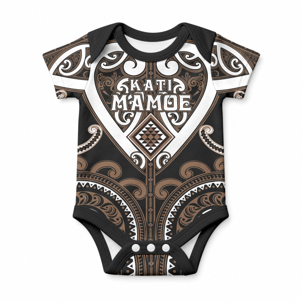 Custom Aotearoa Kati Mamoe Baby Onesie Maori Tribal Pattern