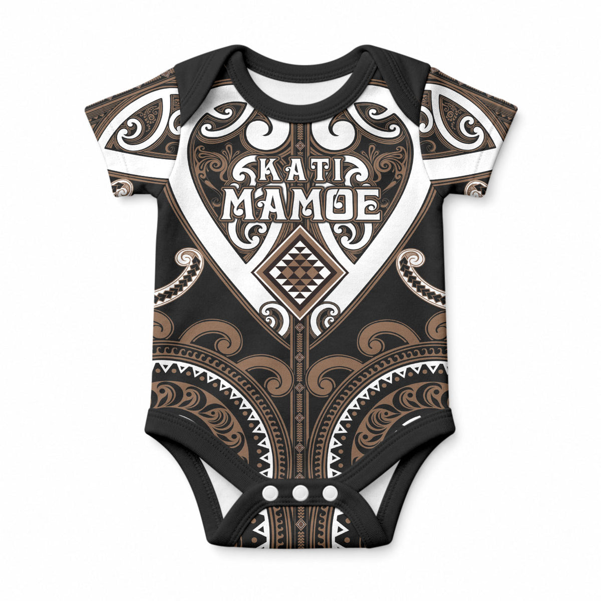 Custom Aotearoa Kati Mamoe Baby Onesie Maori Tribal Pattern