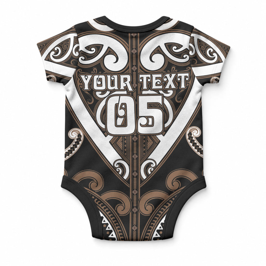 Custom Aotearoa Kati Mamoe Baby Onesie Maori Tribal Pattern
