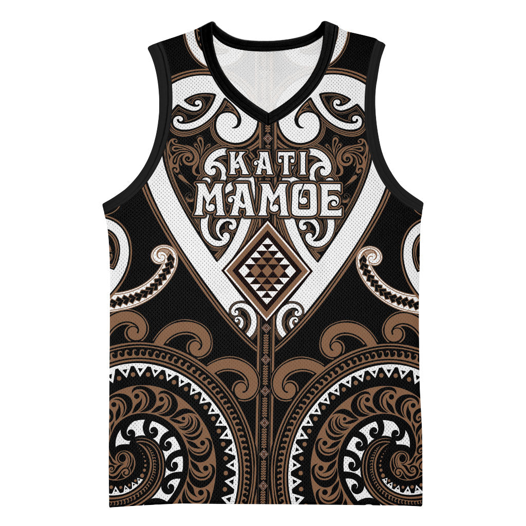 Custom Aotearoa Kati Mamoe Basketball Jersey Maori Tribal Pattern