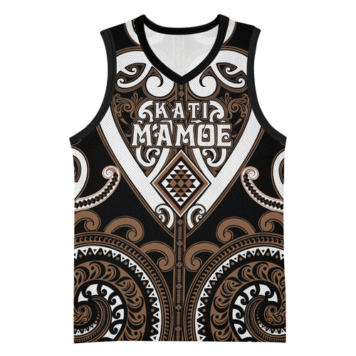 Custom Aotearoa Kati Mamoe Basketball Jersey Maori Tribal Pattern