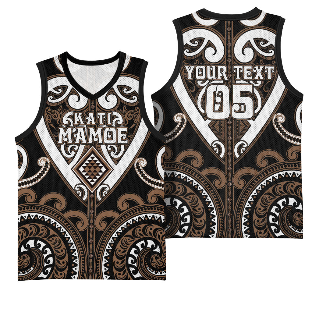 Custom Aotearoa Kati Mamoe Basketball Jersey Maori Tribal Pattern