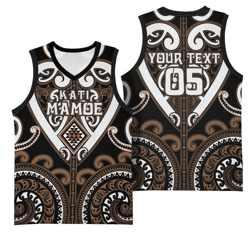 Custom Aotearoa Kati Mamoe Basketball Jersey Maori Tribal Pattern