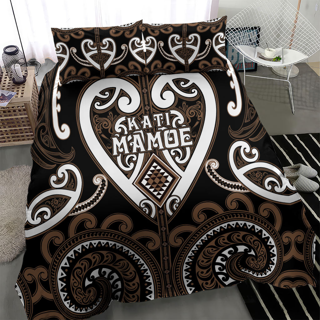 Aotearoa Kati Mamoe Bedding Set Maori Tribal Pattern