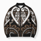 Custom Aotearoa Kati Mamoe Bomber Puffer Jacket Maori Tribal Pattern