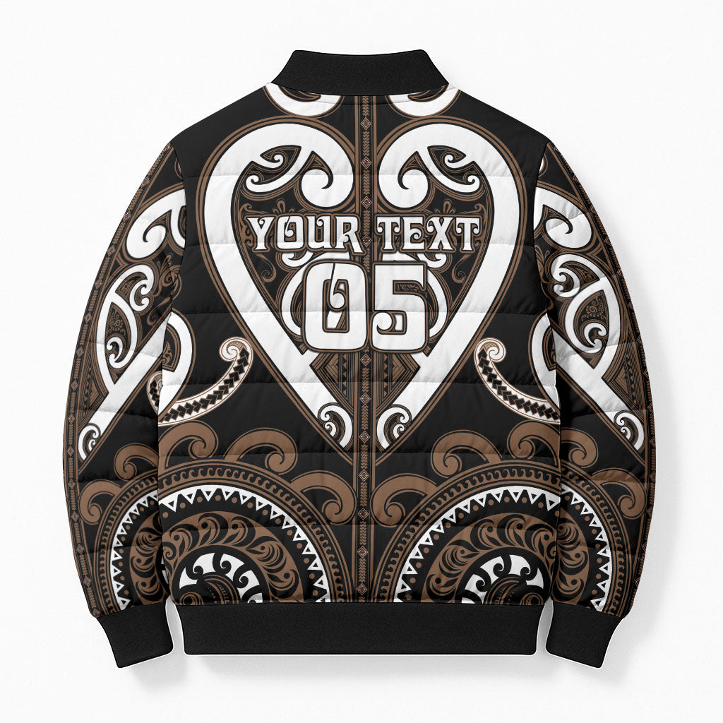 Custom Aotearoa Kati Mamoe Bomber Puffer Jacket Maori Tribal Pattern