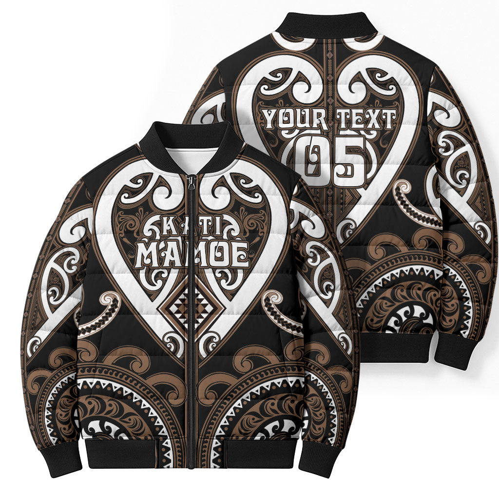 Custom Aotearoa Kati Mamoe Bomber Puffer Jacket Maori Tribal Pattern