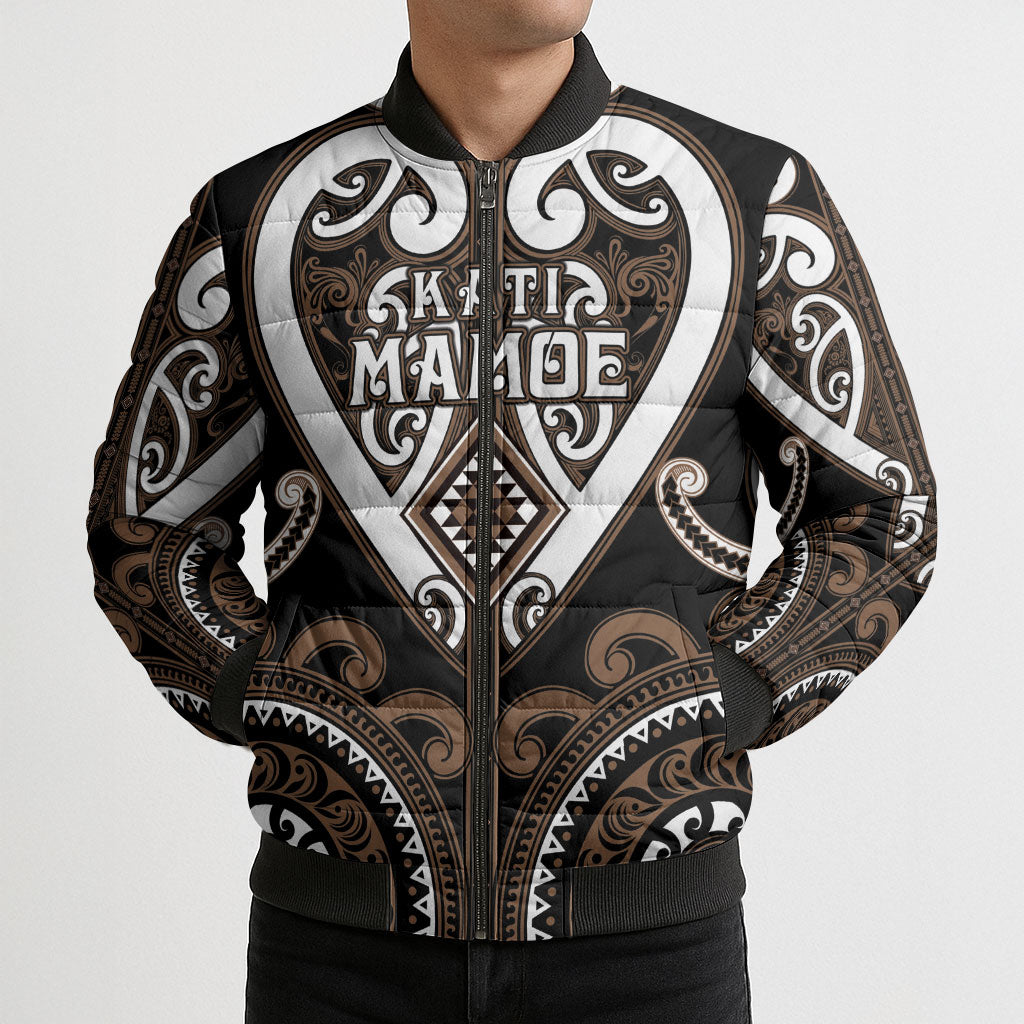 Custom Aotearoa Kati Mamoe Bomber Puffer Jacket Maori Tribal Pattern