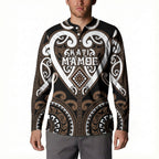 Custom Aotearoa Kati Mamoe Button Sweatshirt Maori Tribal Pattern