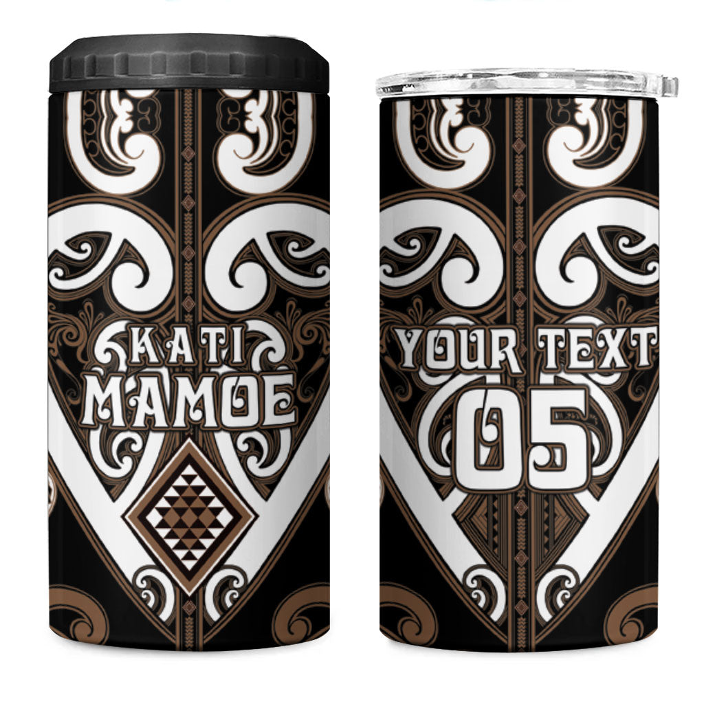 Custom Aotearoa Kati Mamoe 4 in 1 Can Cooler Tumbler Maori Tribal Pattern
