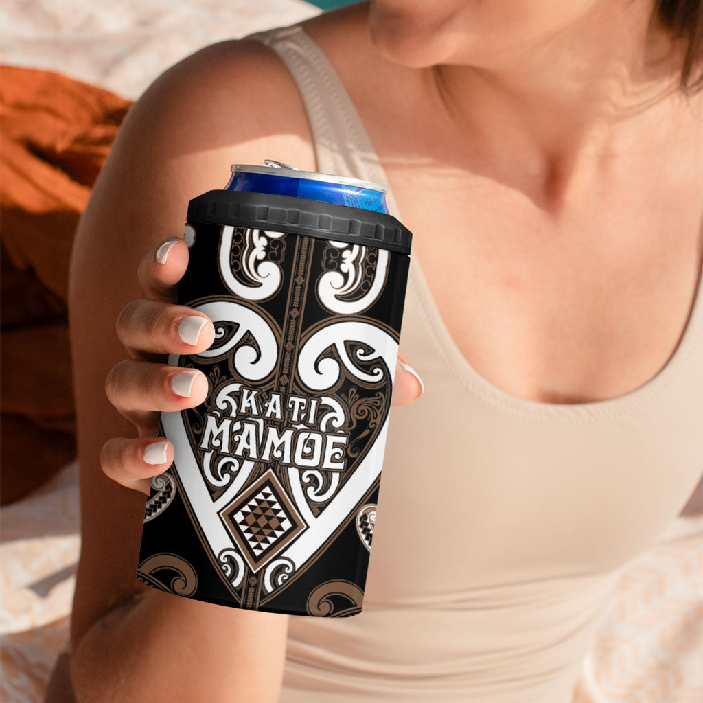 Custom Aotearoa Kati Mamoe 4 in 1 Can Cooler Tumbler Maori Tribal Pattern
