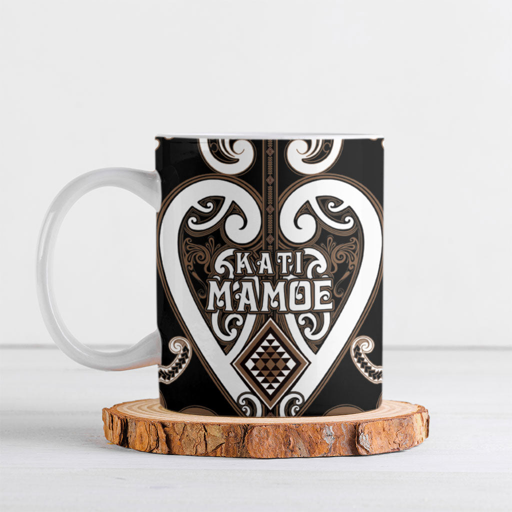 Custom Aotearoa Kati Mamoe Ceramic Mug Maori Tribal Pattern