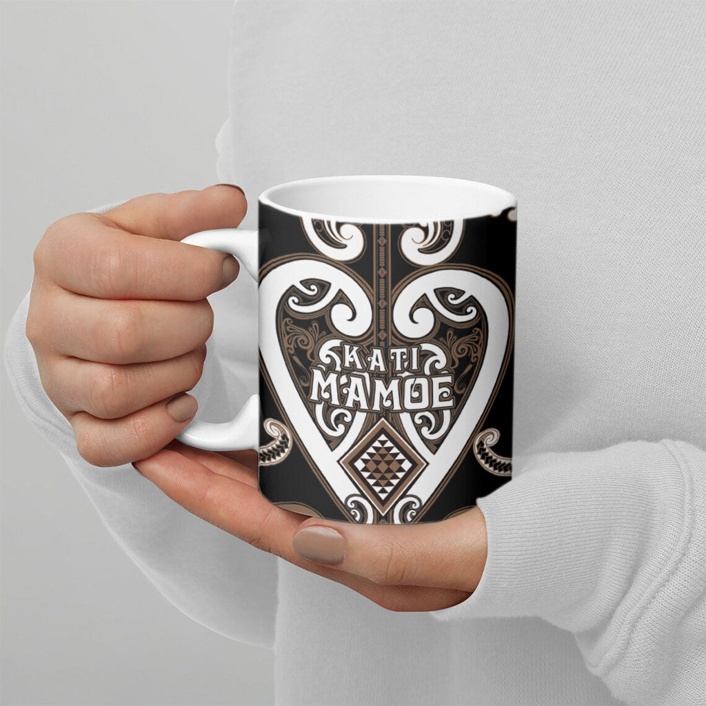 Custom Aotearoa Kati Mamoe Ceramic Mug Maori Tribal Pattern