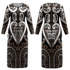 Custom Aotearoa Kati Mamoe Couples Matching Long Sleeve Bodycon Dress and Long Sleeve Button Shirt Maori Tribal Pattern