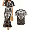 Custom Aotearoa Kati Mamoe Couples Matching Mermaid Dress and Hawaiian Shirt Maori Tribal Pattern