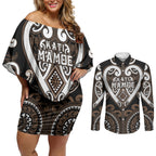 Custom Aotearoa Kati Mamoe Couples Matching Off Shoulder Short Dress and Long Sleeve Button Shirt Maori Tribal Pattern