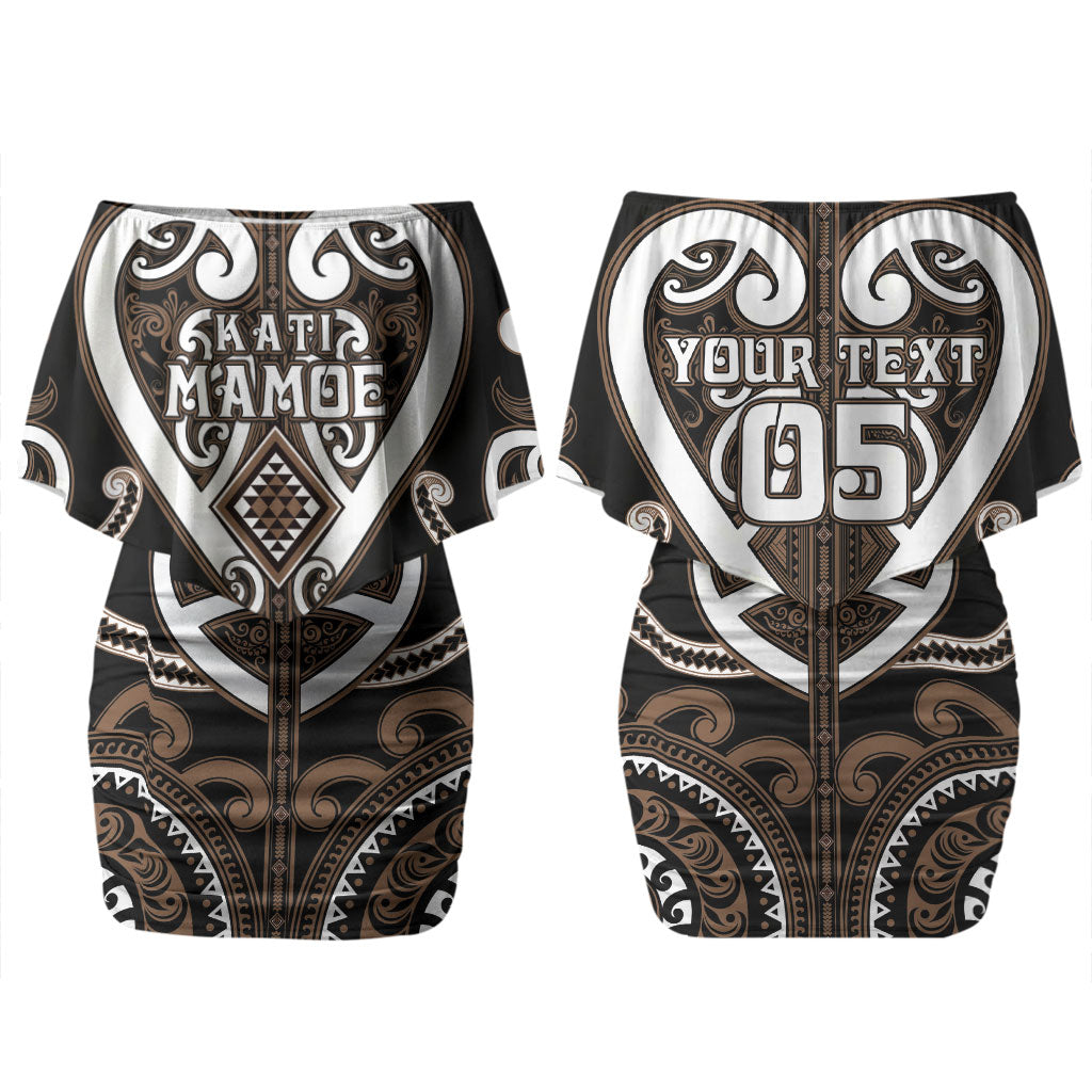 Custom Aotearoa Kati Mamoe Couples Matching Off Shoulder Short Dress and Long Sleeve Button Shirt Maori Tribal Pattern