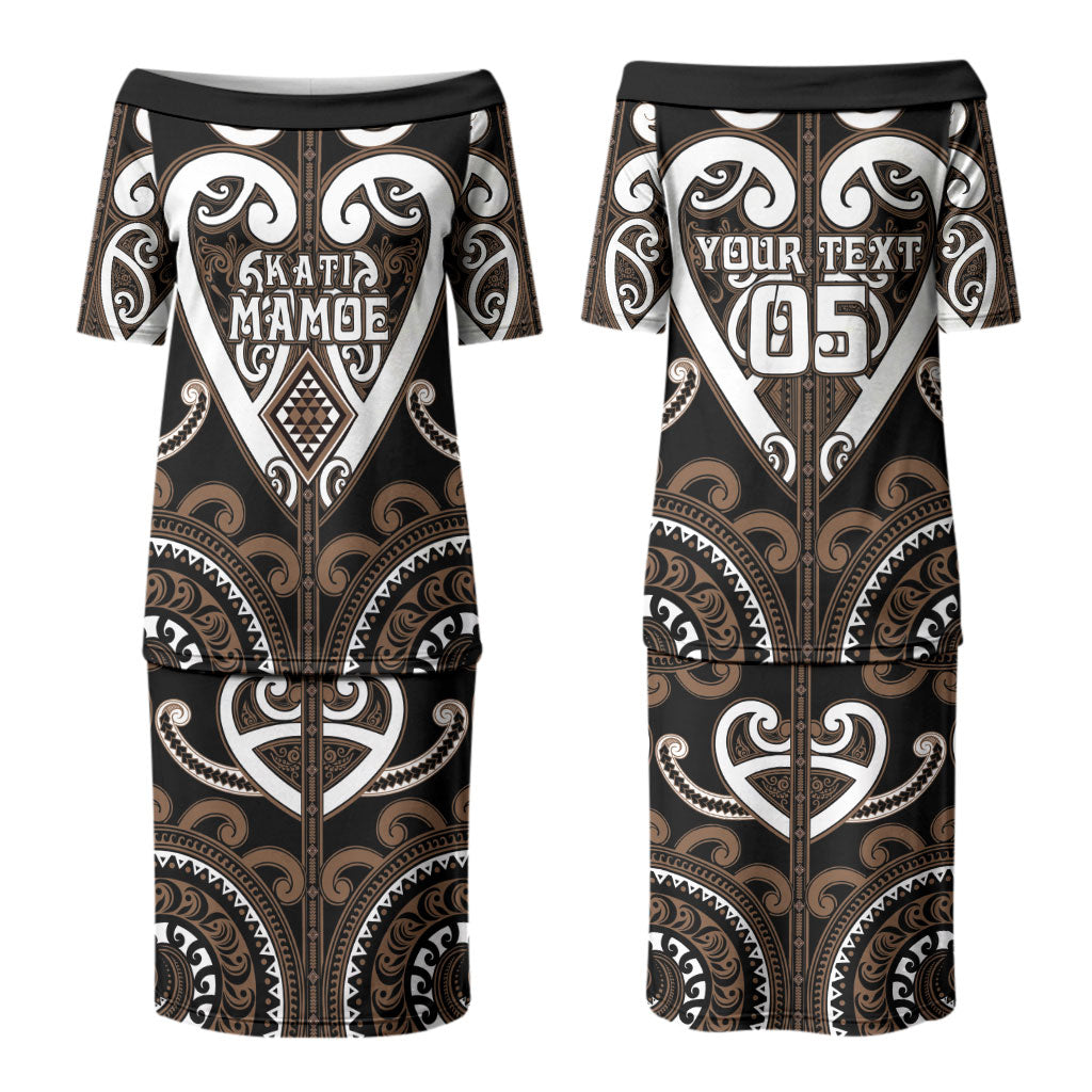 Custom Aotearoa Kati Mamoe Couples Matching Puletasi and Hawaiian Shirt Maori Tribal Pattern