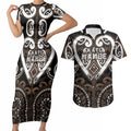 Custom Aotearoa Kati Mamoe Couples Matching Short Sleeve Bodycon Dress and Hawaiian Shirt Maori Tribal Pattern