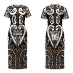 Custom Aotearoa Kati Mamoe Couples Matching Short Sleeve Bodycon Dress and Hawaiian Shirt Maori Tribal Pattern