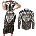 Custom Aotearoa Kati Mamoe Couples Matching Short Sleeve Bodycon Dress and Long Sleeve Button Shirt Maori Tribal Pattern