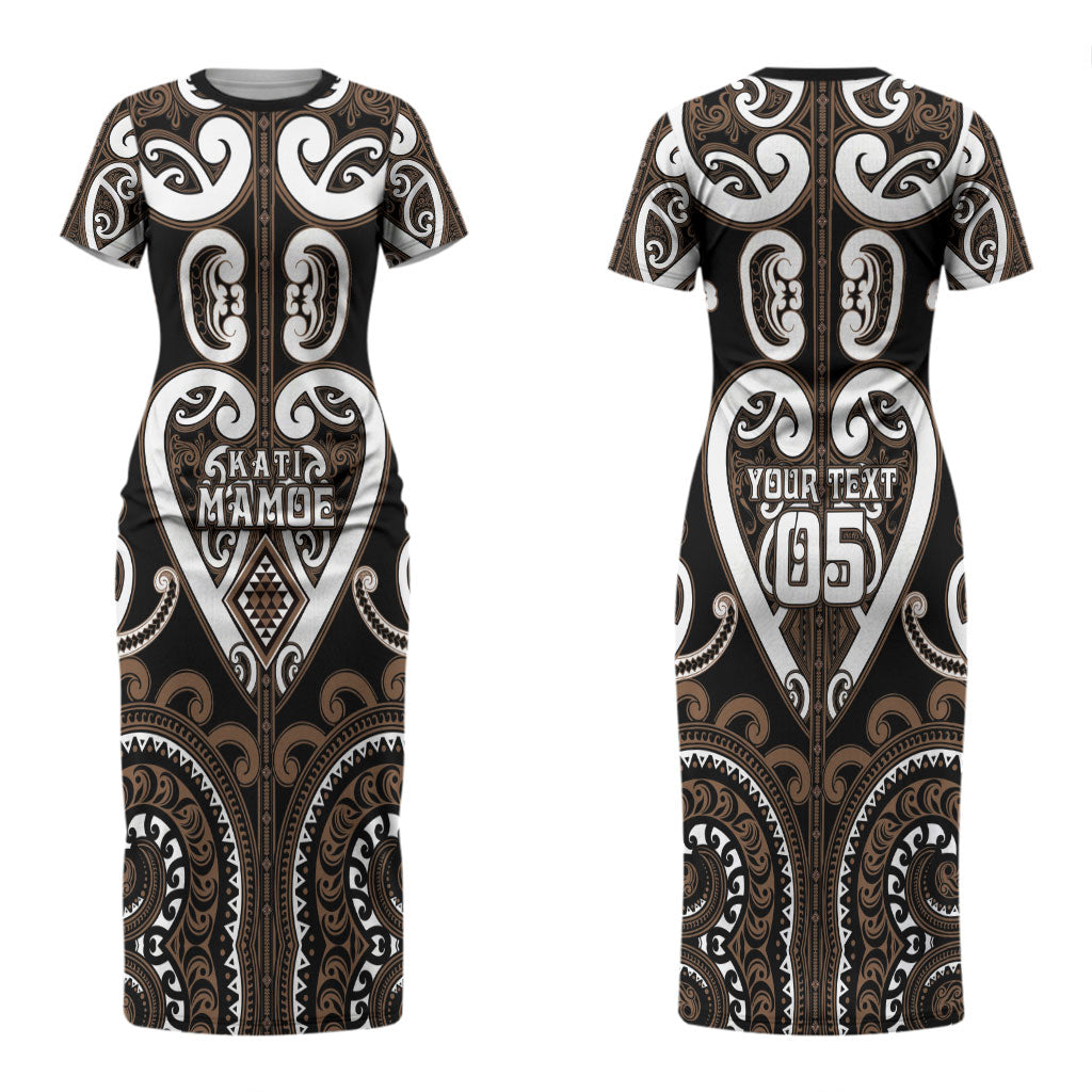 Custom Aotearoa Kati Mamoe Couples Matching Short Sleeve Bodycon Dress and Long Sleeve Button Shirt Maori Tribal Pattern