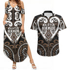 Custom Aotearoa Kati Mamoe Couples Matching Summer Maxi Dress and Hawaiian Shirt Maori Tribal Pattern