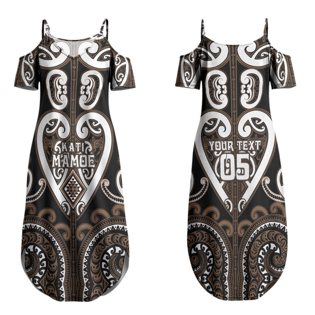 Custom Aotearoa Kati Mamoe Couples Matching Summer Maxi Dress and Long Sleeve Button Shirt Maori Tribal Pattern