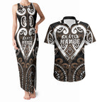 Custom Aotearoa Kati Mamoe Couples Matching Tank Maxi Dress and Hawaiian Shirt Maori Tribal Pattern