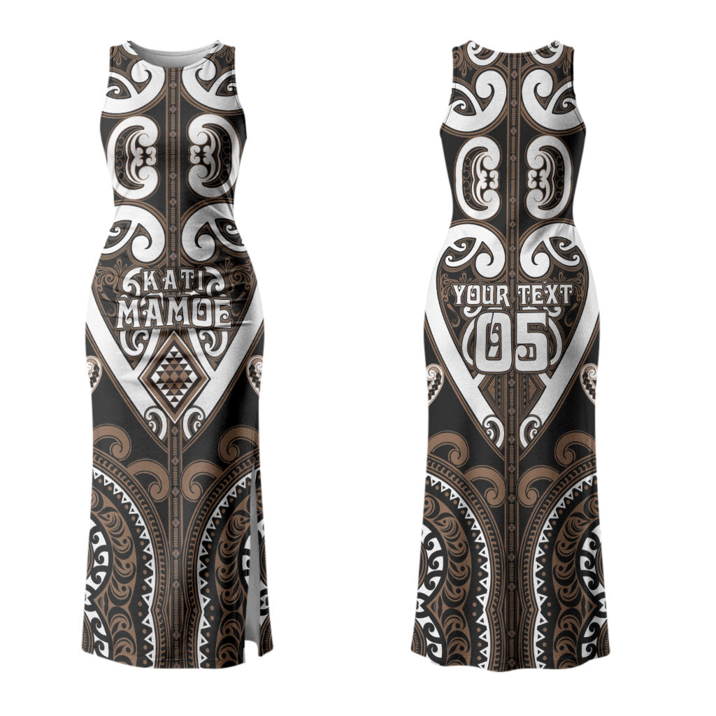 Custom Aotearoa Kati Mamoe Couples Matching Tank Maxi Dress and Long Sleeve Button Shirt Maori Tribal Pattern