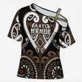 Custom Aotearoa Kati Mamoe Cross Shoulder Shirt Maori Tribal Pattern