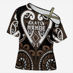 Custom Aotearoa Kati Mamoe Cross Shoulder Shirt Maori Tribal Pattern