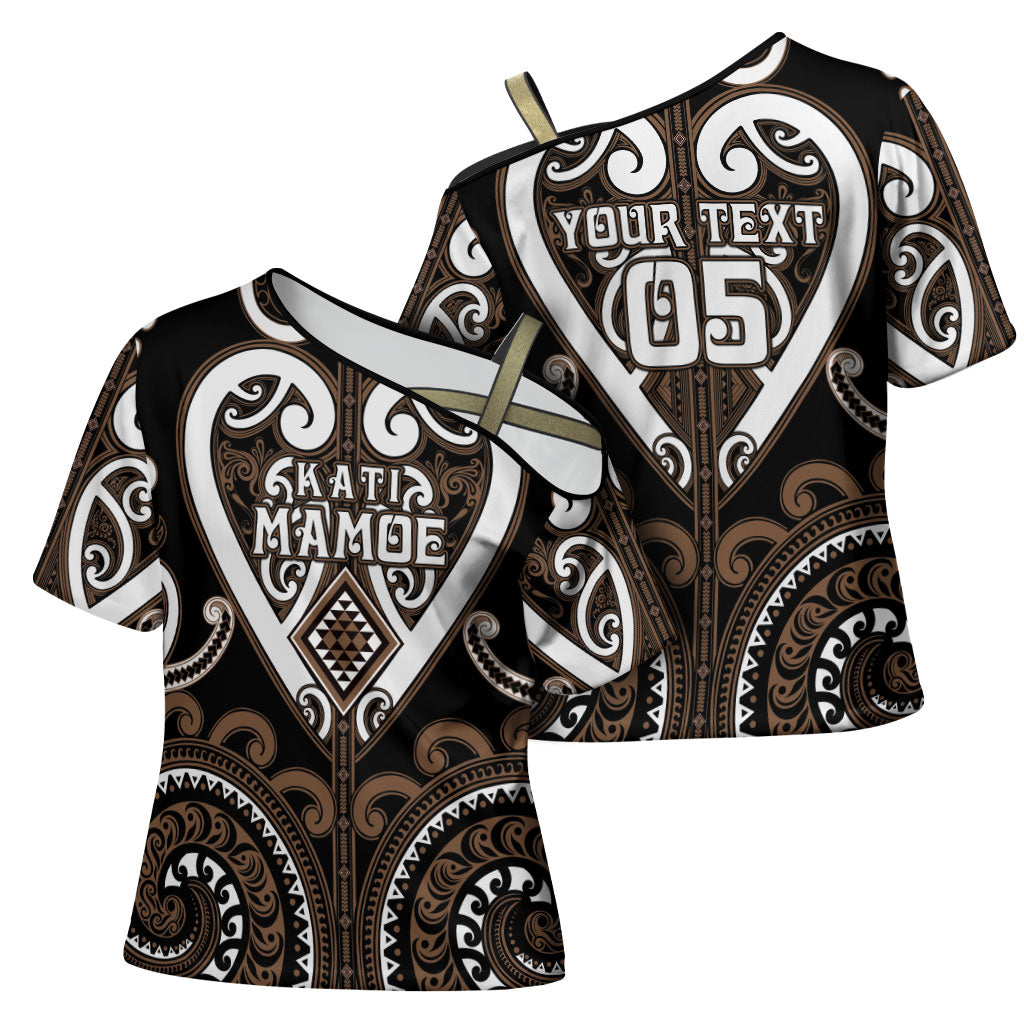 Custom Aotearoa Kati Mamoe Cross Shoulder Shirt Maori Tribal Pattern