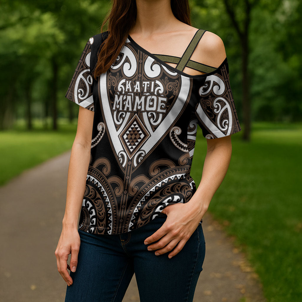 Custom Aotearoa Kati Mamoe Cross Shoulder Shirt Maori Tribal Pattern