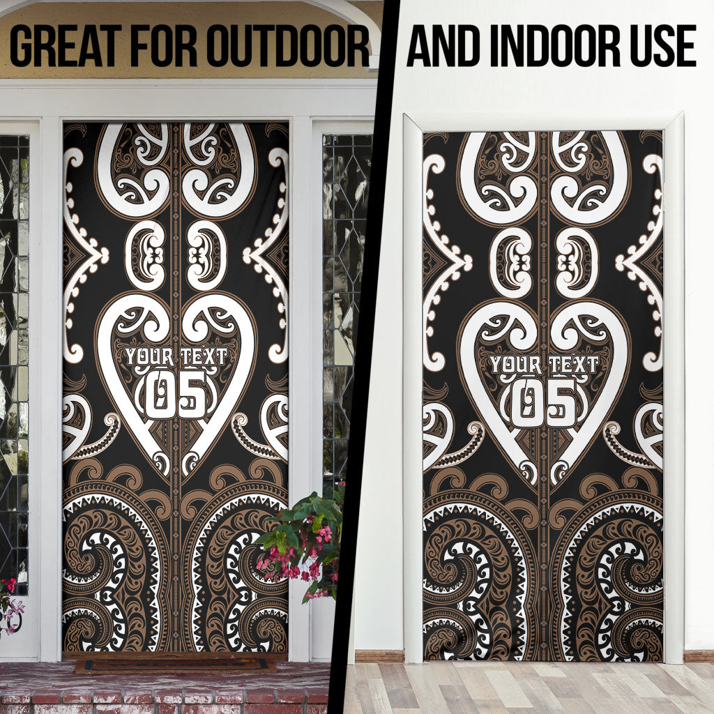 Custom Aotearoa Kati Mamoe Door Cover Maori Tribal Pattern